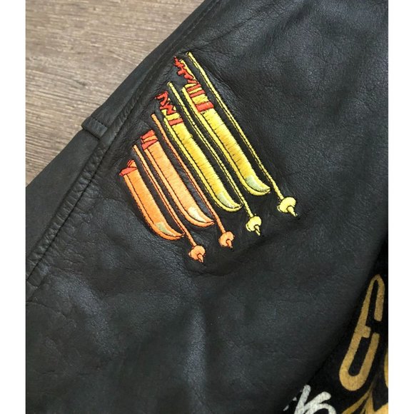 Dual Control Mens Large Black Ski Skiing All Over Print Button Up Jacket Vintage - Picture 6 of 9